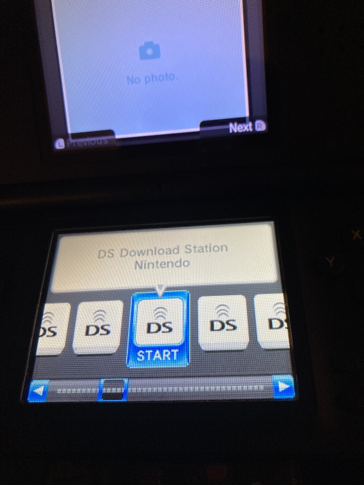 Picture of a physical DS in TwilightMenu, showing all of the DS Download Station ROMs I have.